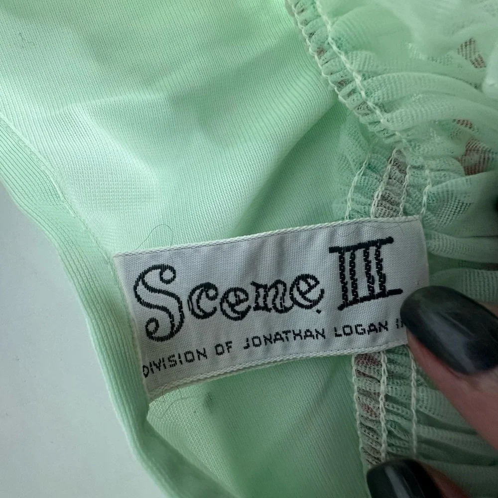 Vintage 70’s Mint Green Embroidered Nightgown by Jonathan Logan app m - Picture 9 of 9